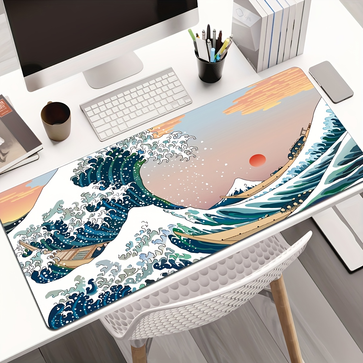Pc Gaming Drawing - Alfombrilla de ratón grande Wave, alfombrilla