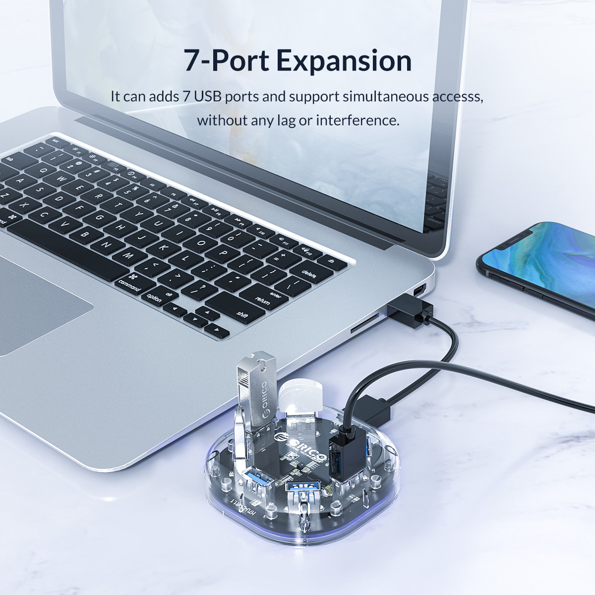 ORICO H7U Hub USB transparente - Usb Hub Gaming reseña y precio