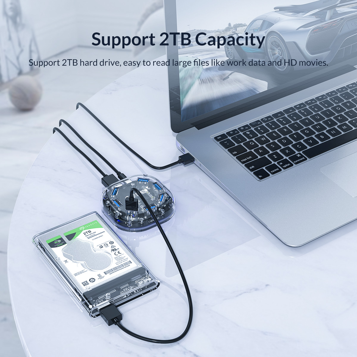 ORICO H7U Hub USB transparente - Usb Hub Gaming reseña y precio